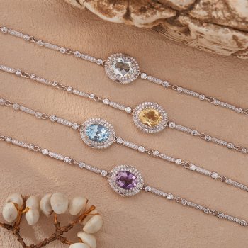 Citrine Amethyst Topaz and Aquamarine Bracelet for Women